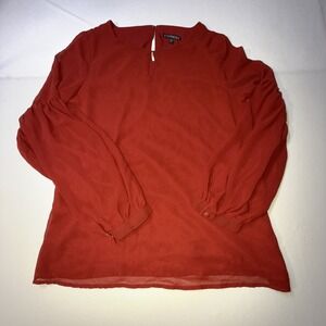 Women's Express Red‎ Blouse With Keyhole Neck And Balloon Sleeves Size S NWOT